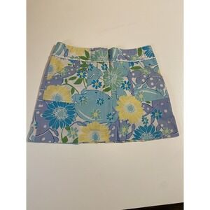 VTG Lilly Pulitzer Short Skirt Size 6 Floral Y2K Blue Beach Coastal Mini HTF